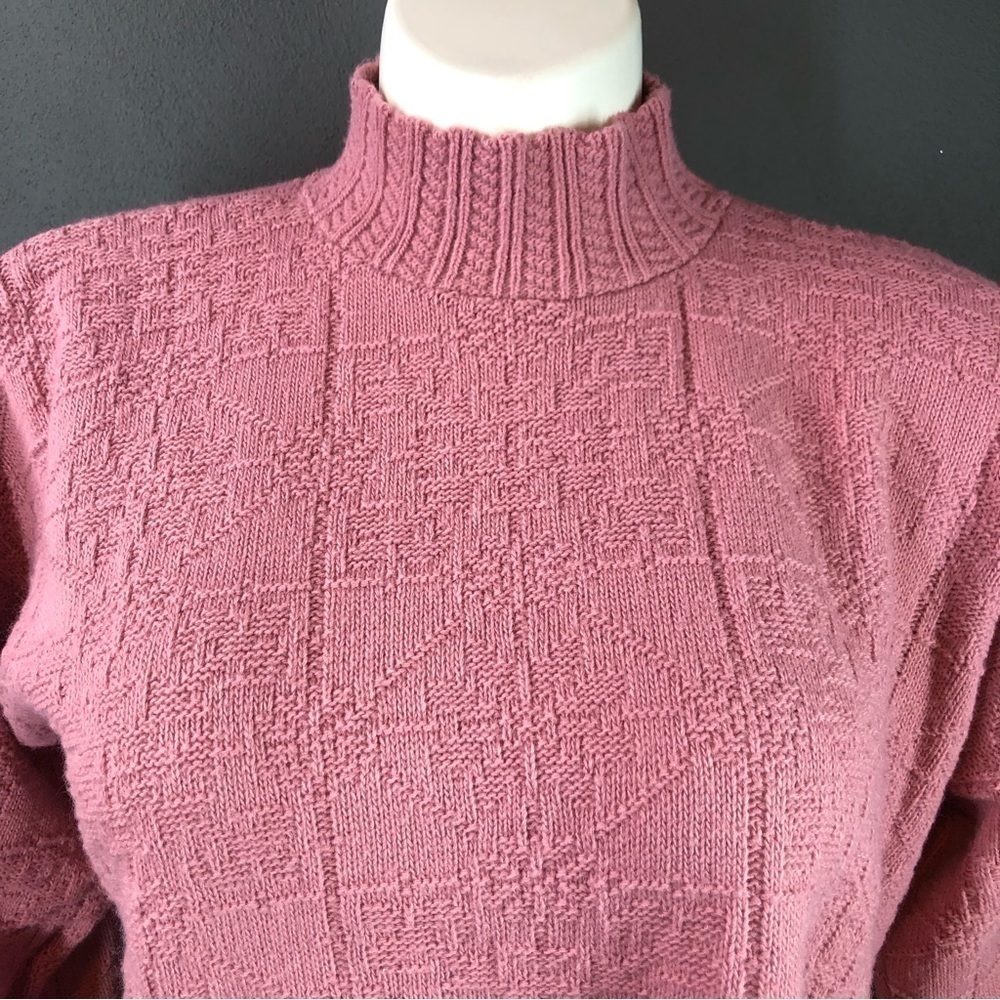 College Point Dusty Rose Pink Mock Neck Knit Sweater - Picture 5 of 7